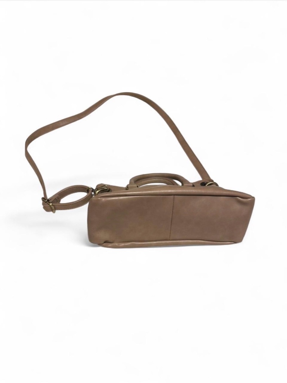 Joy Susan Taupe Convertible Satchel Crossbody Handbag | Quiet Luxury Minimalist - Picture 6 of 7